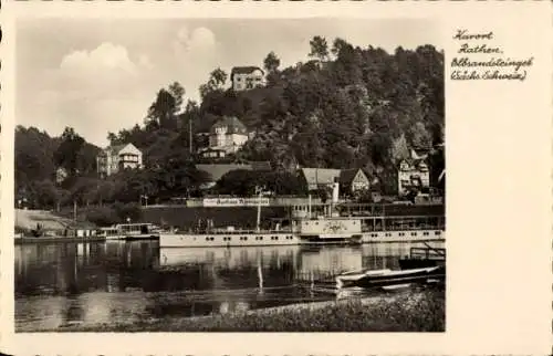 Ak Rathen an der Elbe Sächsische Schweiz, Elbsandsteingebirge, MS Karlsbad