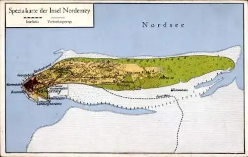 Landkarten Ak Nordseebad Norderney Ostfriesland, Inselansicht