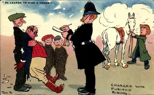 Künstler Ak Browne, Tom, Humor, Polizist, Wegen rasenden Fahrens angeklagt