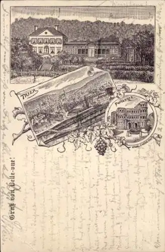 Vorläufer Litho Trier an der Mosel, Panorama, Porta Nigra, Gasthaus