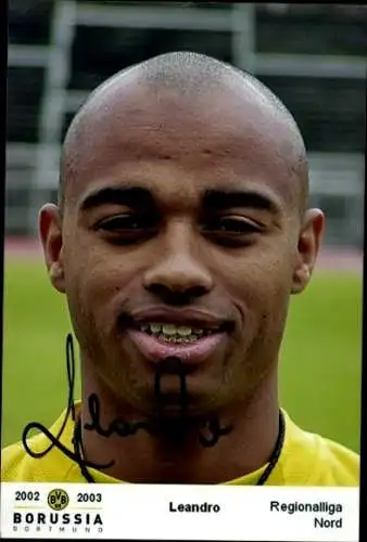 Autogrammkarte Fußballer Leandro, BVB 09, Borrussia Dortmund, Autogramm