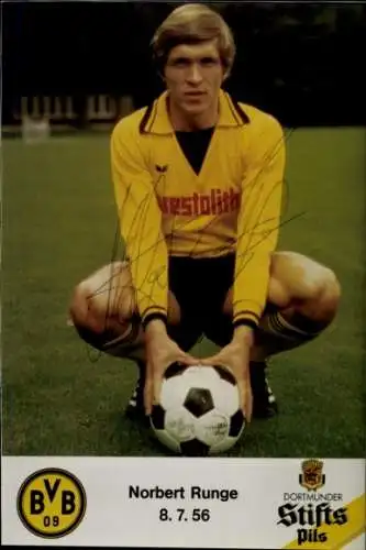 Autogrammkarte Fußballer Norbert Runge, BVB 09, Borrussia Dortmund, Autogramm