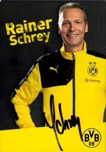 Autogrammkarte Athletiktrainer Rainer Schrey, BVB 09, Borrussia Dortmund, Autogramm