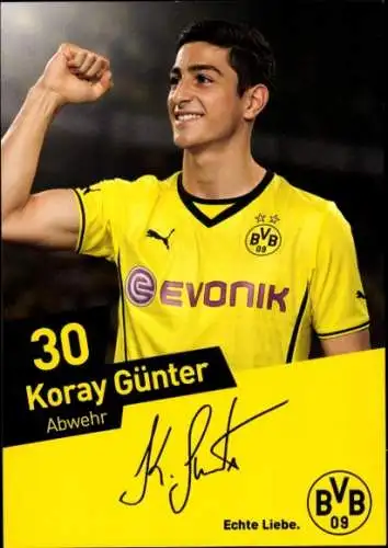 Autogrammkarte Fußballer Koray Günter, BVB 09, Borrussia Dortmund, Autogramm