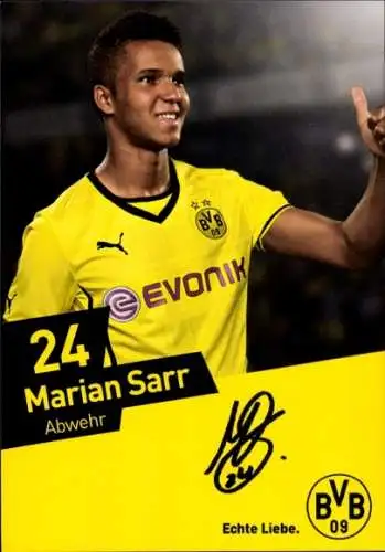 Autogrammkarte Fußballer Marian Sarr, BVB 09, Borrussia Dortmund, Autogramm
