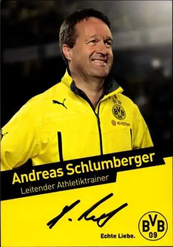 Autogrammkarte Athletiktrainer Andeas Schlumberger, BVB 09, Borrussia Dortmund, Autogramm