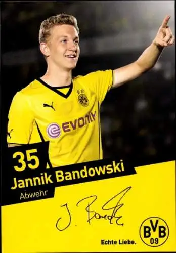 Autogrammkarte Fußballer Jannik Bandowski, BVB 09, Borrussia Dortmund, Autogramm
