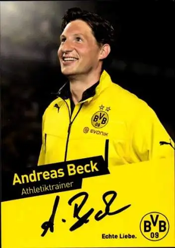 Autogrammkarte Athletiktrainer Andreas Beck, BVB 09, Borrussia Dortmund, Autogramm