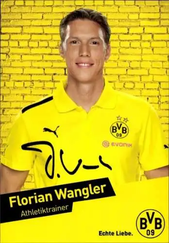 Autogrammkarte Athletiktrainer Florian Wangler, BVB 09, Borrussia Dortmund, Autogramm