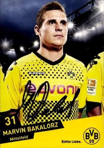 Autogrammkarte Fußballer Marvin Bakalorz, BVB 09, Borrussia Dortmund, Autogramm