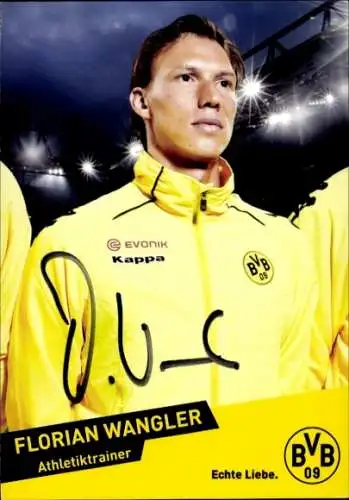 Autogrammkarte Athletiktrainer Florian Wangler, BVB 09, Borrussia Dortmund, Autogramm