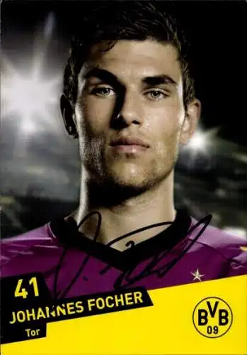 Autogrammkarte BVB 09, Johannes Fochner, Tor, Portrait, Autogramm