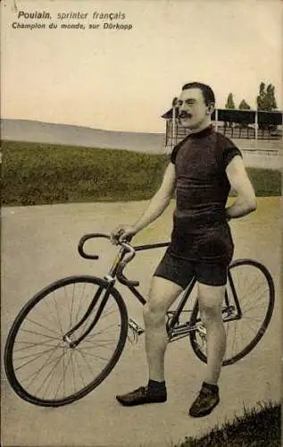 CPA Cycliste Poulain, sprinter français Champion du monde, sur Dürkopp