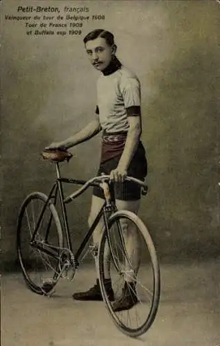 CPA Petit-Breton, français Vainqueur du tour de Belgique 1908, Tour de France 1908, Buffalo cup 1909
