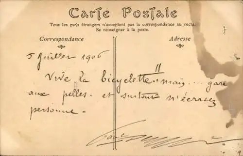 CPA Cycliste Chauvet, routier Français