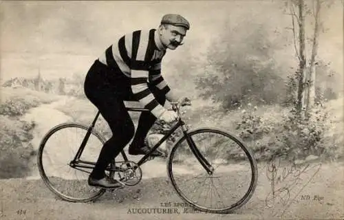 Ak Radrennfahrer Aucouturier, Fahrrad