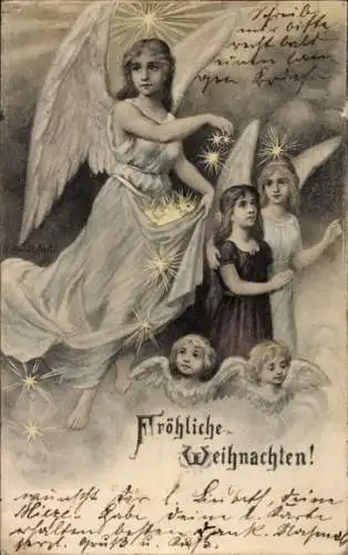 Ak Glückwunsch Weihnachten, Engel, Kinder