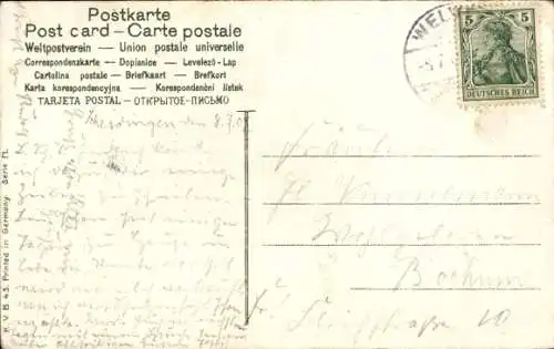 Künstler Ak Vogel, Vogelnest