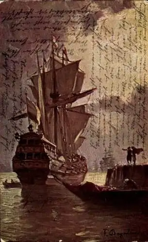 Künstler Ak Schiffe in See