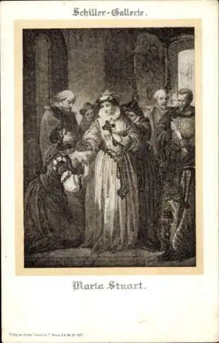 Ak Maria Stuart, Königin von Schottland, Kreuz, Kniende Frau