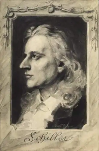 Passepartout Künstler Ak Dichter Friedrich Schiller, Gemaltes Porträt