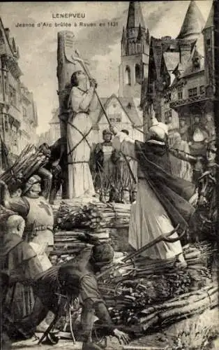 Ak Rouen Seine Maritime, Jeanne d'Arc wird 1431 in Rouen verbrannt