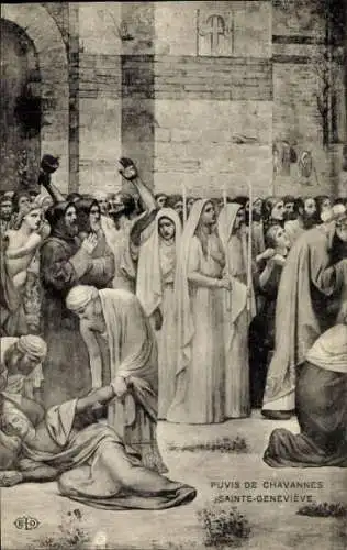 Ak Paris I Louvre, Gemälde Sainte-Genevieve von Puvis de Chavannes