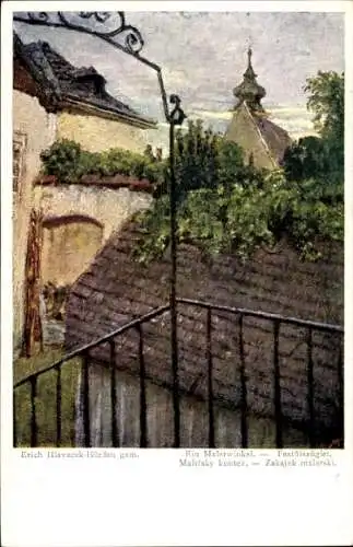 Künstler Ak Hlavacek-Hürden, E., Malerwinkel, Wiener Volkskunst