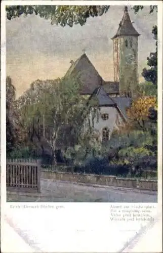 Künstler Ak Hlavacek-Hürden, E., Abend am Kirchenplatz, Wiener Volkskunst