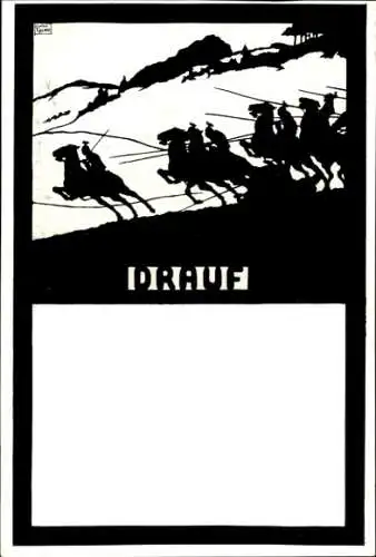 Scherenschnitt Künstler Ak Tips, Drauf, Soldaten zu Pferden, Schlacht