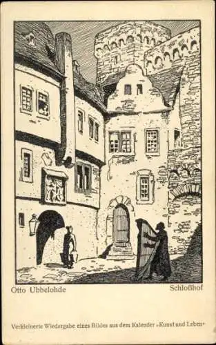 Künstler Ak Ubbelohde, O., Schlosshof, Kalender Kunst und Leben