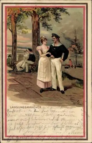 Ak Rüstringen Wilhelmshaven, Landungsmanöver, Genforsten ist bei der Min...