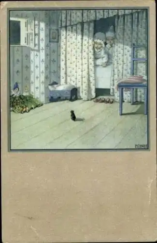 Künstler Ak Ebner, P., Kinder haben Angst vor Maus