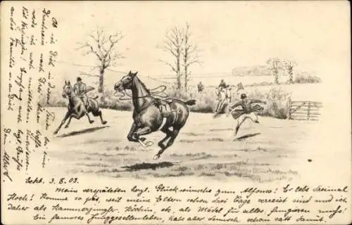 Ak Central Zentral Gräfrath Solingen, Reiter, die ueber eine Wiese reiten. Alfonso, herzlichen...