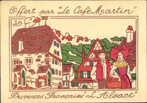 Ak Andlau Elsass Bas Rhin, Eine traditionelle elsässische Frau und ein Mann in Tracht stehen v...