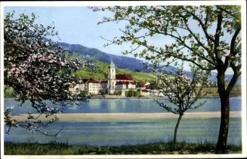 Ak Stift Altenholz, Blumen, ein Fluss, eine Kirche, Bäume