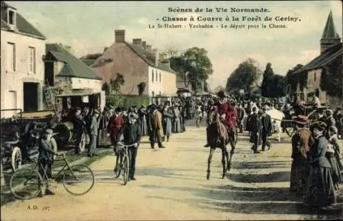 CPA Cerisy la Forêt Manche, Chasse a Courre, Depart pour la Chasse