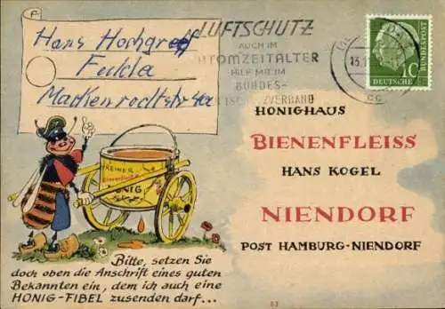 Ak Hamburg Eimsbüttel Niendorf, Honighaus Bienenfleiss Hans Kogel