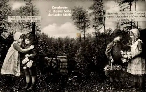Ak Welzheim in Württemberg, Lisabethle, Hannes'le, Kesselgrotte
