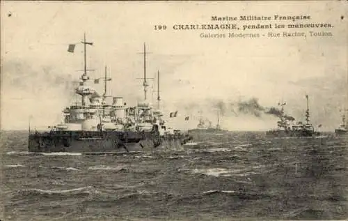 Ak Toulon Var, Marine Militaire Francaise, 199 Charlemagne, Galerien Modernes Rue Racine, Toulon