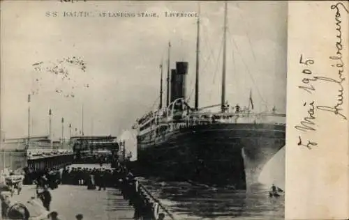 Ak Liverpool Merseyside England, S.S. BALTIC, AT LANDING STAGE, LIVERPOOL