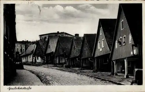Ak Międzylesie Mittelwalde Schlesien, Straßenansicht, Häuserreihe
