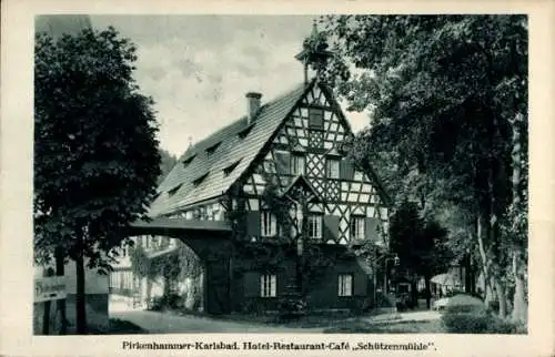 Ak Březová Pirkenhammer Region Karlsbad, Hotel Restaurant Cafe Schützenmühle