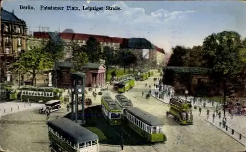 Ak Berlin Mitte, Alexanderplatz, Potsdamer Platz, Leipziger Straße, Straßenbahnen