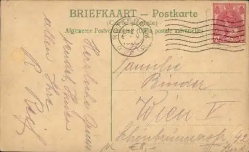 Ak Rotterdam Südholland Niederlande, Stadtansicht mit Gebäude, Straßenbahnschienen, Pferd und ...