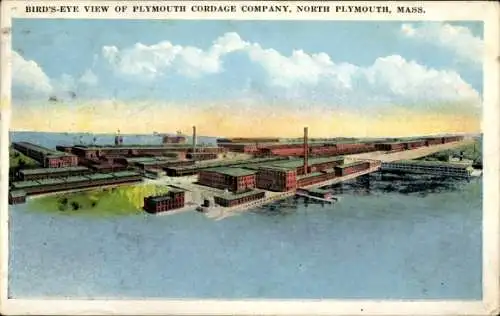 PC Plymouth Massachusetts USA, birds eye view of Plymouth Cordage Company