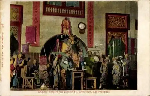 Ak San Francisco Kalifornien USA, Chinesisches Theater, Menschen in Festkleidung, Aufführung, ...