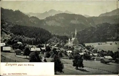 Ak Lungern Kanton Oberwalden, Ortsansicht gegen Brünig