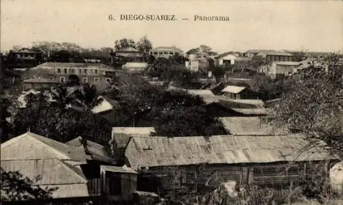 Ak Diego Suarez Antsiranana Madagaskar, Panorama von  Häuser, Bäume, Landschaft