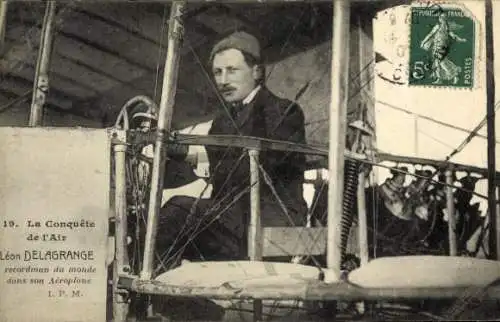 CPA La Conquête de l'Air, Léon Delagrange, Aéroplane